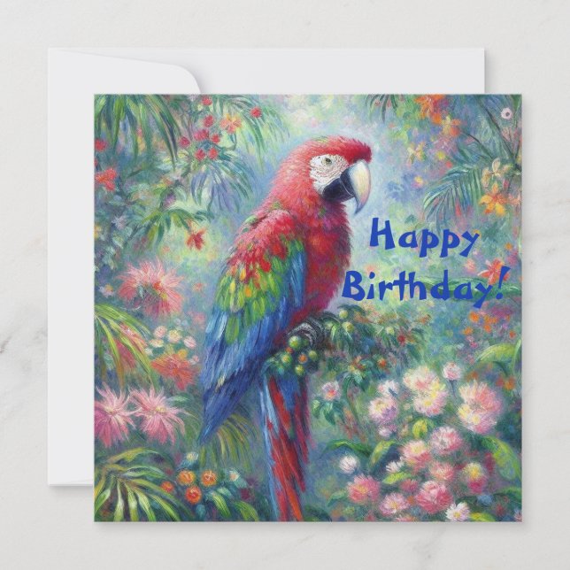 Parrot Bird Jungle Floral Geburtstagkarte (Vorderseite)