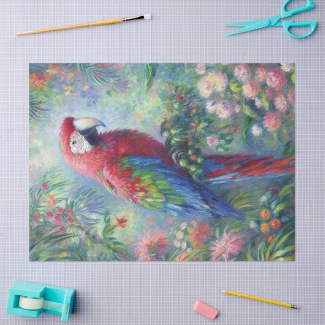 Parrot Bird Jungle Floral Impressionismus Decoupag Seidenpapier (Basteln)
