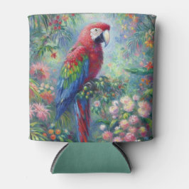 Parrot Bird Jungle Floral Impressionismus Malerei Dosenkühler