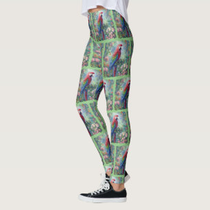 Parrot Bird Jungle Floral Impressionismus Malerei Leggings