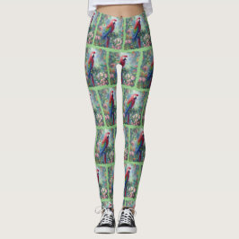 Parrot Bird Jungle Floral Impressionismus Malerei Leggings