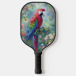 Parrot Bird Jungle Floral Impressionismus Malerei Pickleball Schläger