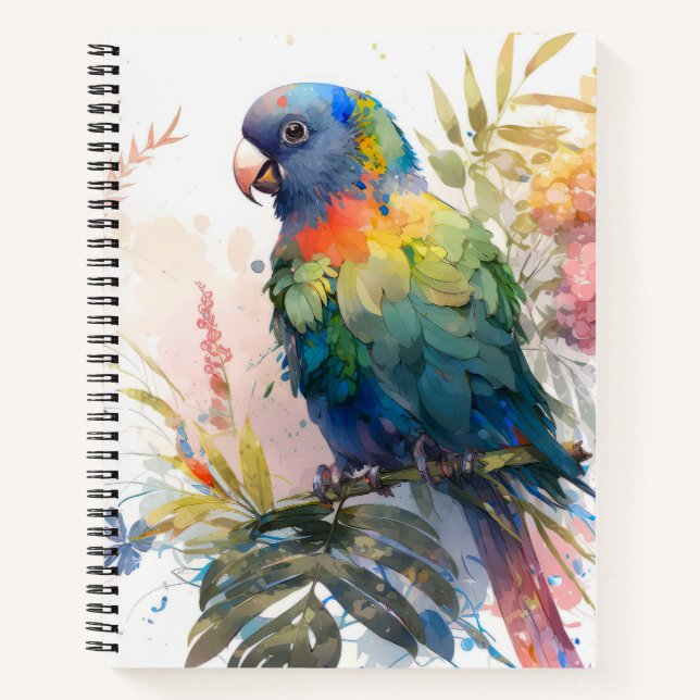 Parrot Bird Portrait Animal Painting Wildlife Free Notizbuch (Vorderseite)