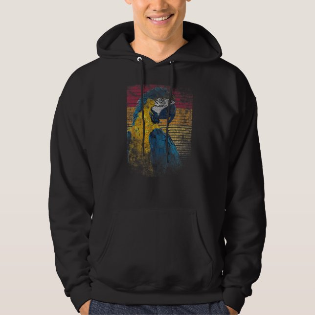 Parrot Bird Vintag Retro gestört Hoodie (Vorderseite)