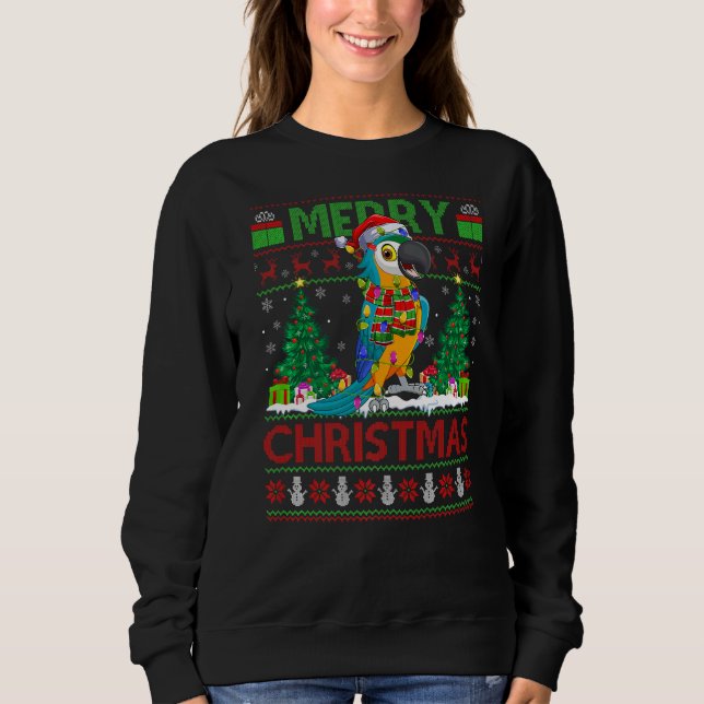 Parrot Bird Xmas Tree Ugly Santa Parrot Weihnachte Sweatshirt (Vorderseite)