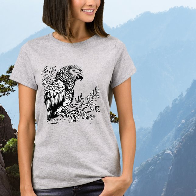 Parrot Black Graphic T - Shirt (Von Creator hochgeladen)