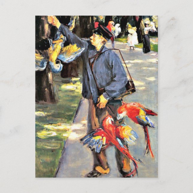 Parrot Caretaker in Artis, Max Liebermann Gemälde Postkarte (Vorderseite)