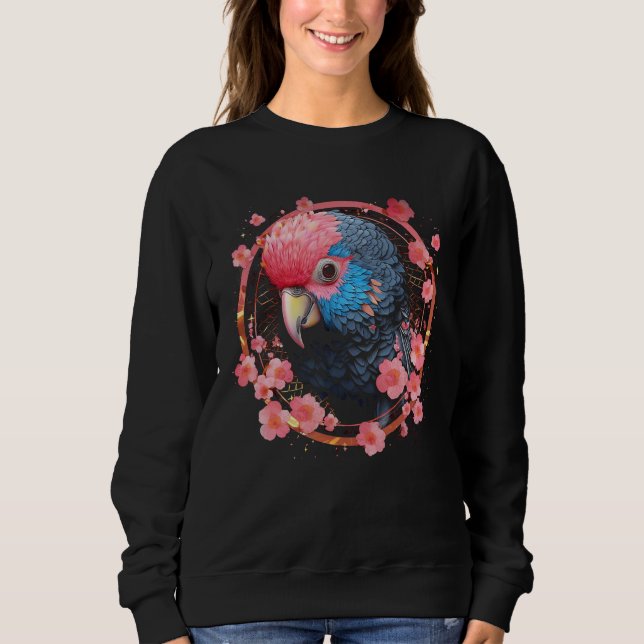 Parrot Church Blossoms - Art Animal Parrot Sweatshirt (Vorderseite)