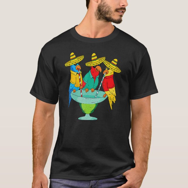 Parrot Cinco De Mayo Drinking Tequila T-Shirt (Vorderseite)