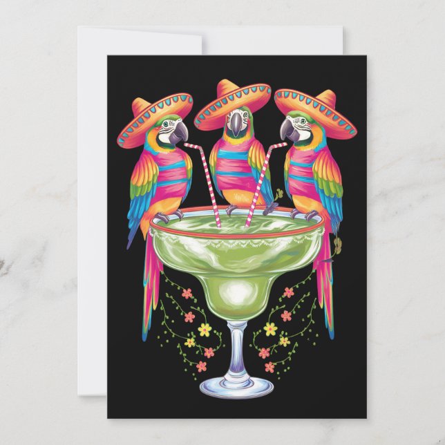 Parrot Cinco De Mayo Funny Drinks Mexican Fiesta Einladung (Vorderseite)
