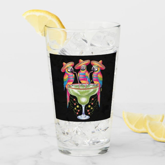 Parrot Cinco De Mayo Funny Drinks Mexican Fiesta Glas (Vorderseite Ice)