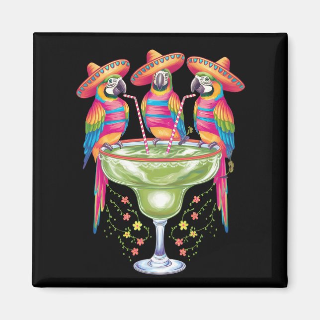 Parrot Cinco De Mayo Funny Drinks Mexican Fiesta Magnet (Vorne)