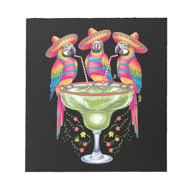 Parrot Cinco De Mayo Funny Drinks Mexican Fiesta Notizblock (Vorderseite)