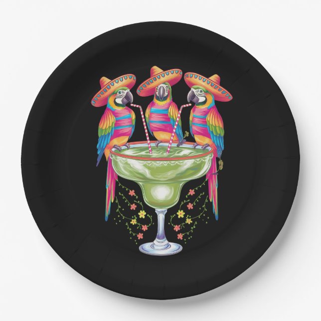 Parrot Cinco De Mayo Funny Drinks Mexican Fiesta Pappteller (Vorderseite)