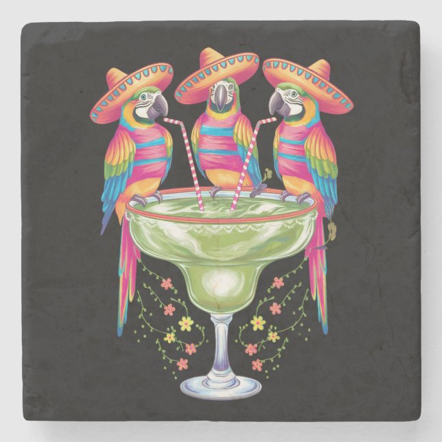 Parrot Cinco De Mayo Funny Drinks Mexican Fiesta Steinuntersetzer (Vorderseite)