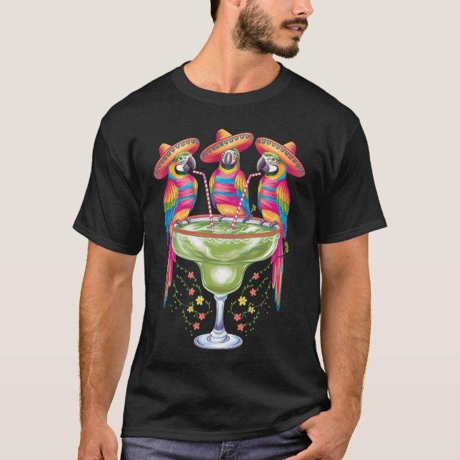 Parrot Cinco De Mayo Funny Drinks Mexican Fiesta T-Shirt (Vorderseite)