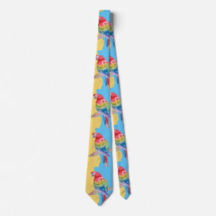 Parrot Colorful Watercolor Macaw Mens Neck Tie Krawatte