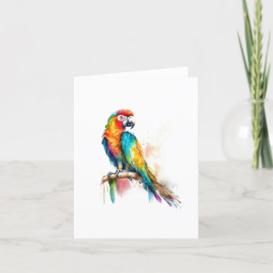 Parrot D Bird Portrait in Wasserfarben & Pen Feiertagskarte