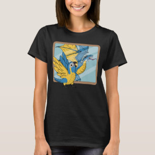 Parrot & Dragon Reflection I Blauer geworfen Maca T-Shirt