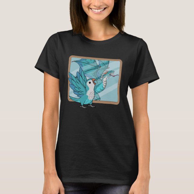 Parrot & Dragon Reflection I Blue Monte Parakeet Q T-Shirt (Vorderseite)