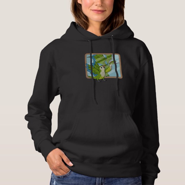 Parrot & Dragon Reflection I Green Monk Parakeet Q Hoodie (Vorderseite)