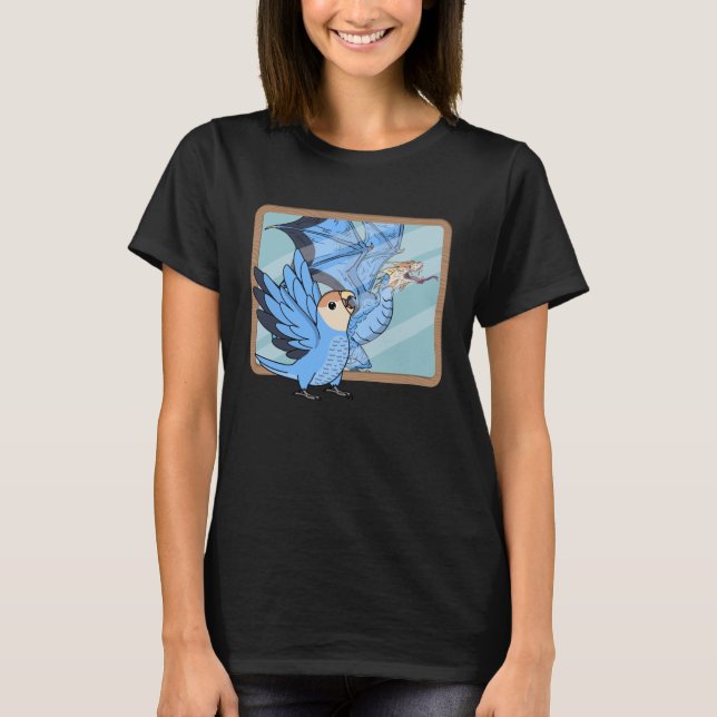 Parrot & Dragon Reflection I Peach konfrontiert Bl T-Shirt (Vorderseite)