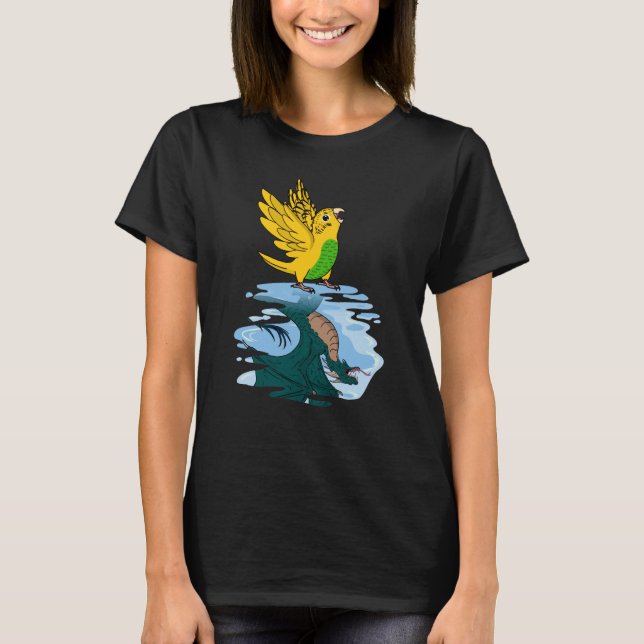 Parrot & Dragon Reflection I Yellow Budgie Budgeri T-Shirt (Vorderseite)