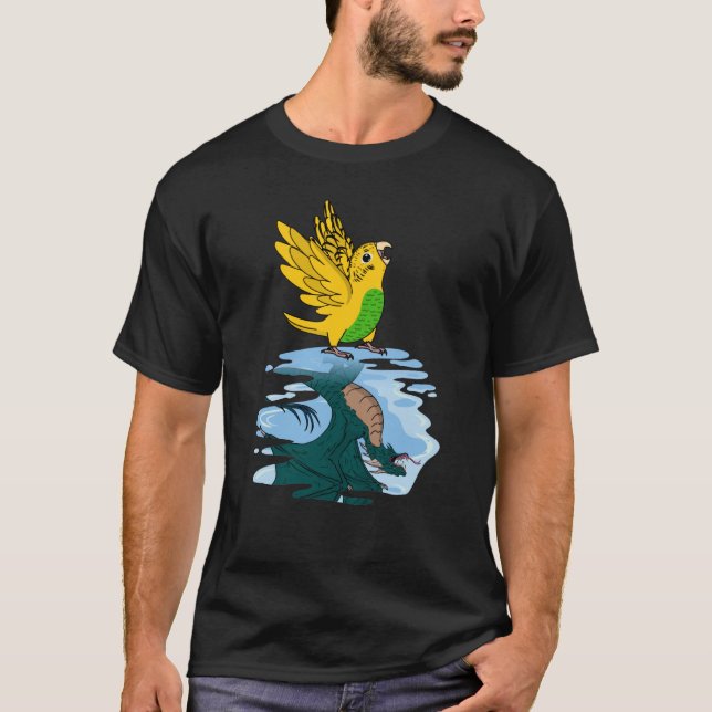 Parrot & Dragon Reflection I Yellow Budgie Budgeri T-Shirt (Vorderseite)