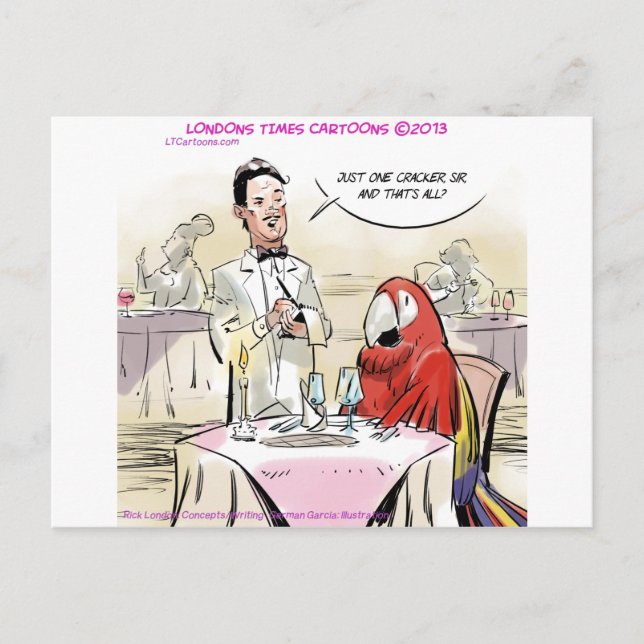 Parrot Fine Dining Funny Postkarte (Vorderseite)