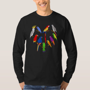 Parrot Flock Heart T-Shirt Summer Vacation Bird Be