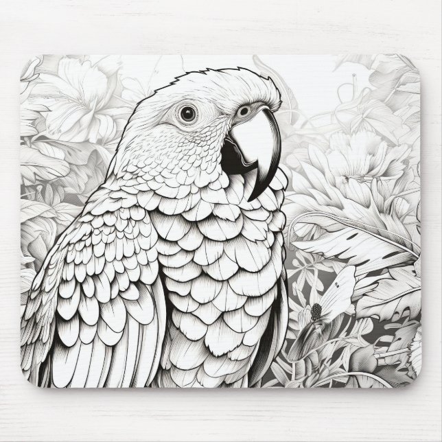 Parrot Friedlich Nature Prairie Sketch Zeichnend K Mousepad (Vorne)