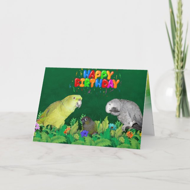 Parrot Happy Birthday Card Karte (Vorderseite)