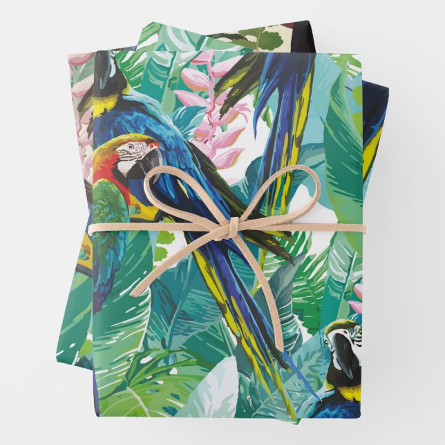 Parrot Jungle Wrapping Paper Flat Sheet Set 3 Geschenkpapier Set (Beispiel)
