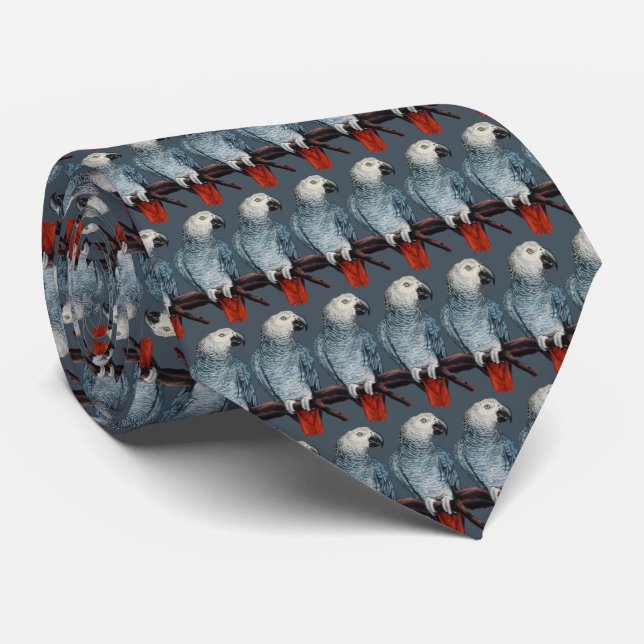 Parrot Krawatte African Gray Parrot Art Neckties (Gerollt)