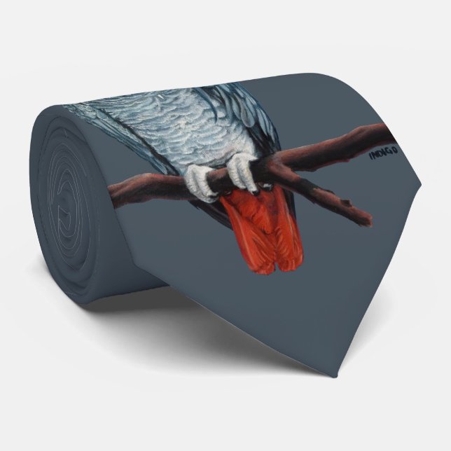 Parrot Krawatte African Gray Parrot Art Neckties (Gerollt)