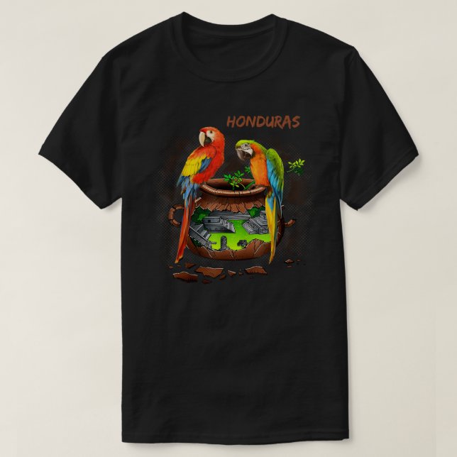 Parrot Message spricht Honduras Copan Loros T-Shirt (Design vorne)