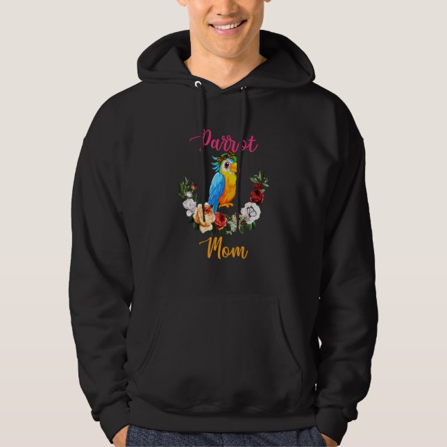 Parrot Mom Floral Parrot Bow Tie Lover Mother's Da Hoodie (Vorderseite)