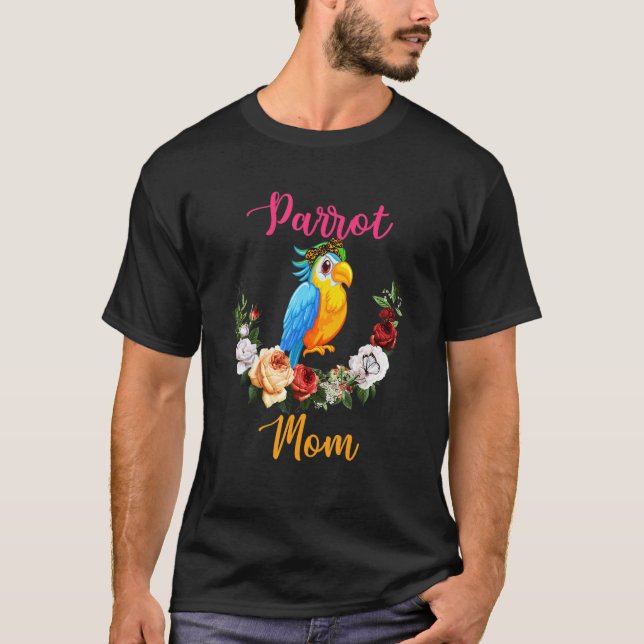Parrot Mom Floral Parrot Bow Tie Lover Mother's Da T-Shirt (Vorderseite)