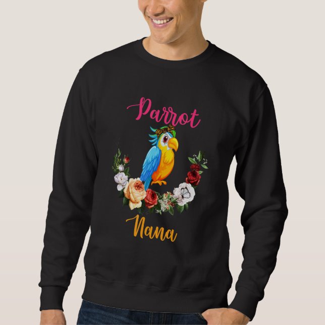 Parrot Nana Floral Parrot Bow Tie Lover Mother's D Sweatshirt (Vorderseite)