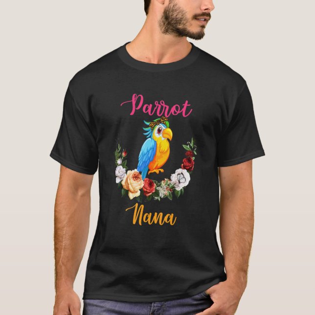 Parrot Nana Floral Parrot Bow Tie Lover Mother's D T-Shirt (Vorderseite)