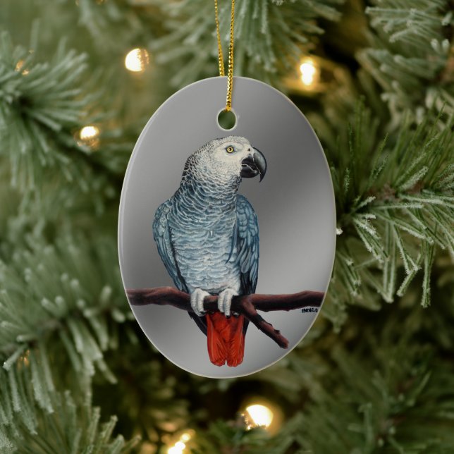 Parrot Ornament Personalisieren Afrikanischen Grau (Baum)