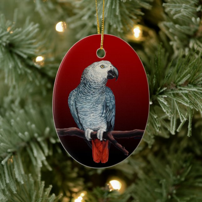Parrot Ornament Personalisieren Afrikanischen Grau (Baum)