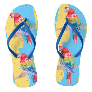 Parrot Parrots tropische Macaw Bird Blue Mens Flip Flops