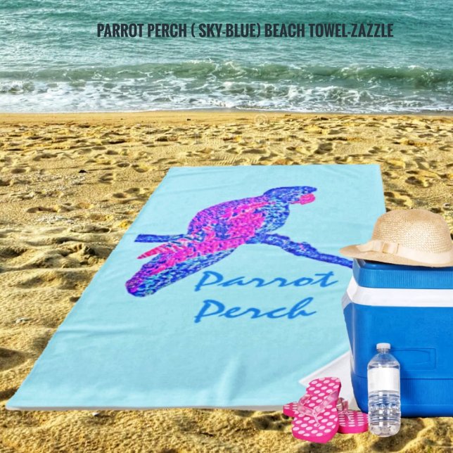 Parrot Perch (Sky-Blue) Strandtuch (Von Creator hochgeladen)