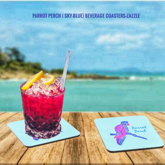 Parrot Perch(Sky-Blue) Untersetzer aus hartem Kuns (Von Creator hochgeladen)
