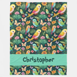 Parrot Playground: A Vibrant Dance of Tropical Fleecedecke