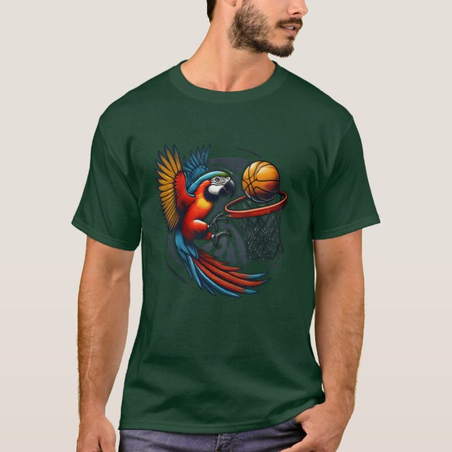 Parrot Playing Basketball Hobby Sports Birds funny T-Shirt (Vorderseite)