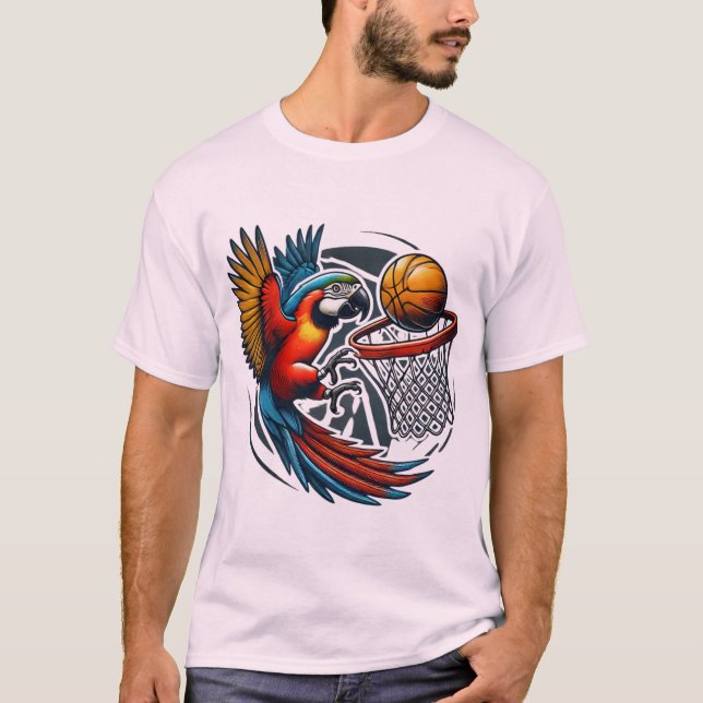 Parrot Playing Basketball Hobby Sportvögel T-Shirt (Vorderseite)