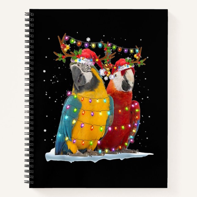 Parrot Reindeer Xmas Weihnachtsfeiertage Notizbuch (Vorderseite)