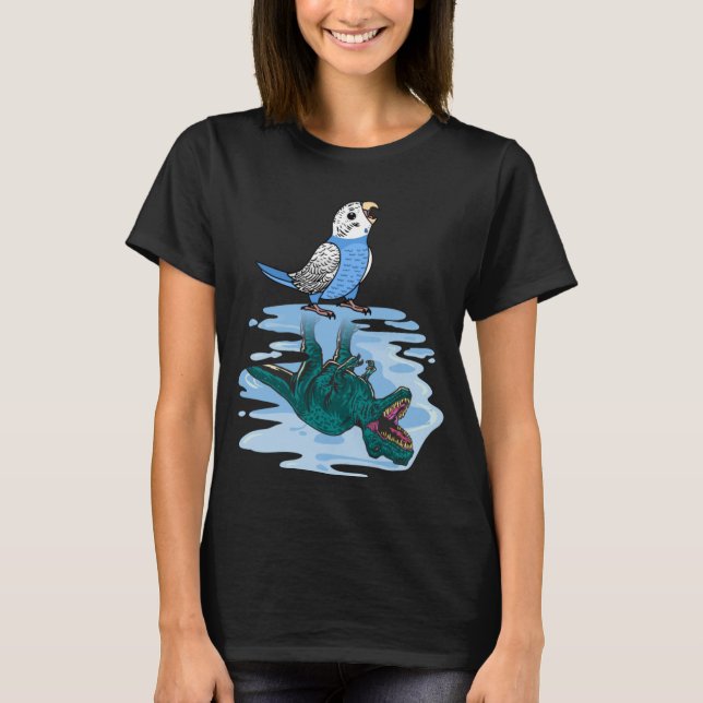 Parrot & Rex Reflection I Blue Budgie Budgerigar T-Shirt (Vorderseite)